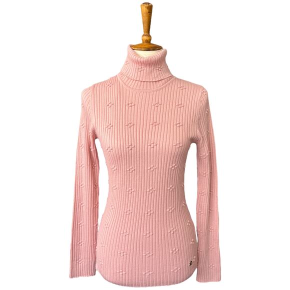 NWT Decenio Silk and Wool Blend Pink Knit Turtleneck Size Small - Picture 1 of 6